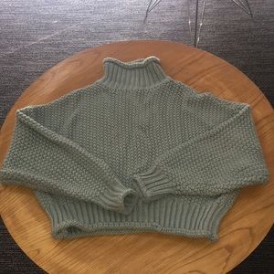 Sea Green H&M Cable Knit Turtleneck Sweater (M)